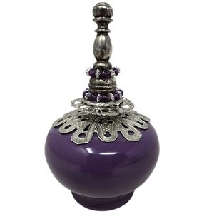 Donache'lle Designs 2003 Traces Of Lavender Perfume Bottle Ceramic Purple-Silver